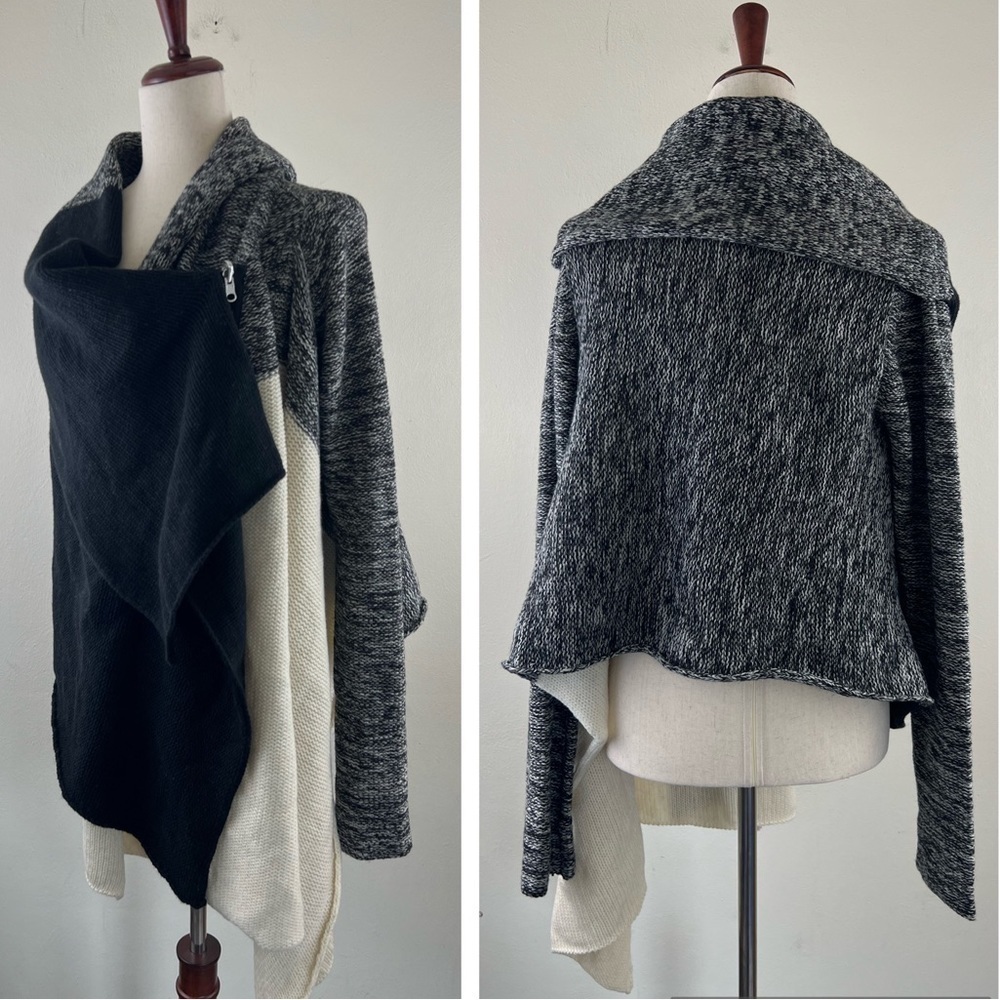 BcbgMaxAzria Wool Cashmere Modern Oversized Knit Chunky Sweater Cardigan Women S - Picture 2 of 16